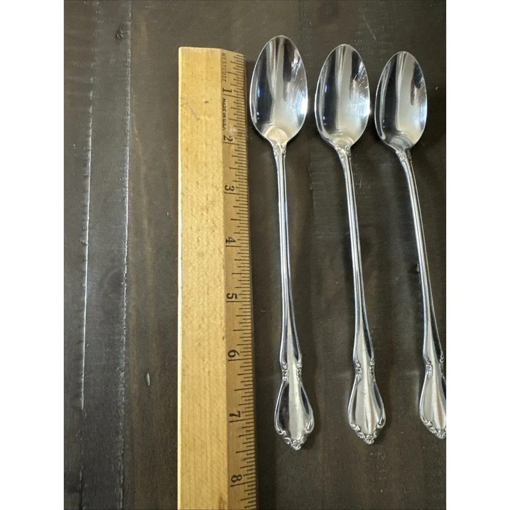Oneida Oneidacraft Deluxe CHATELAINE Stainless Iced Tea Spoons-3